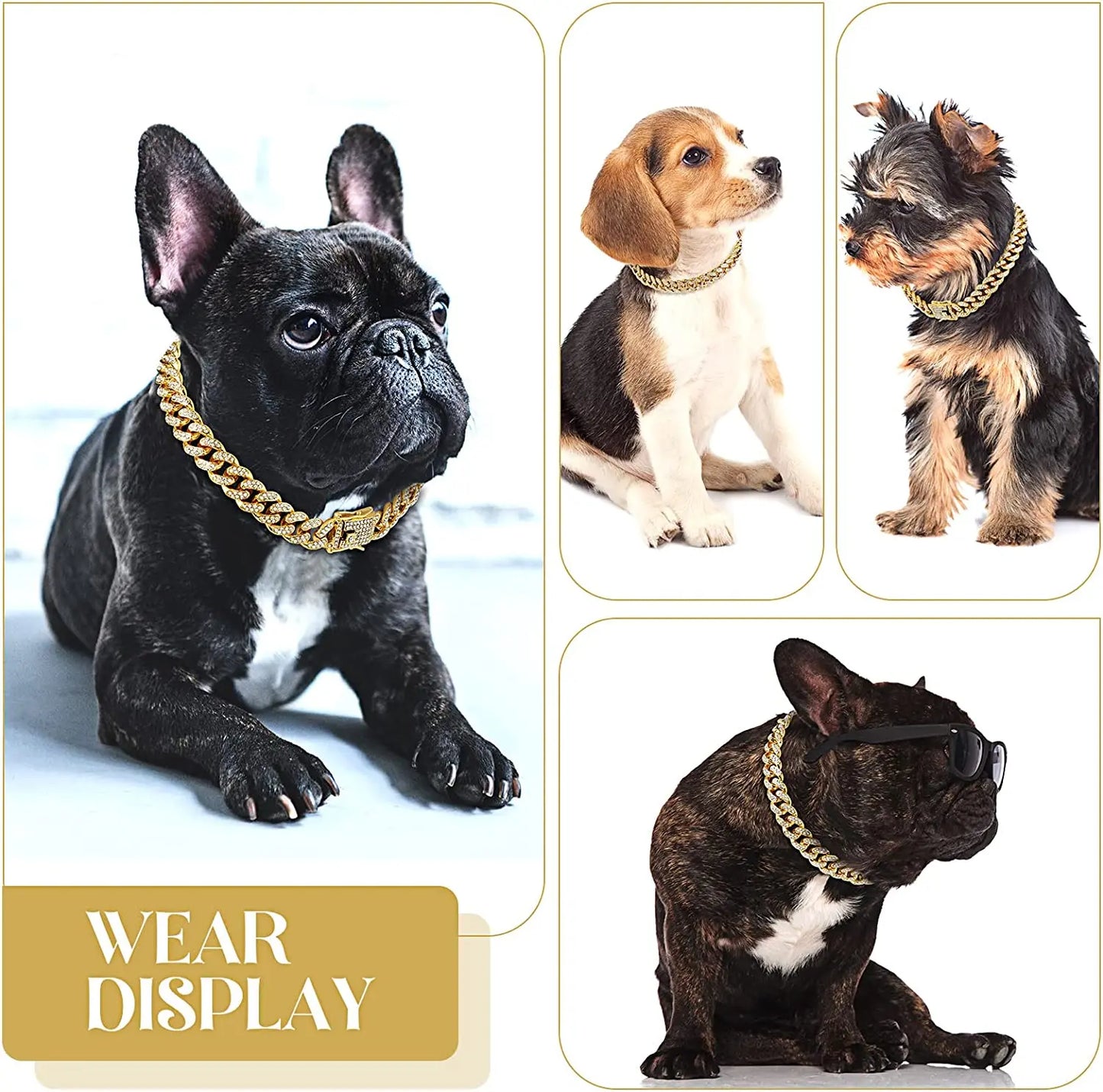 Luxury Pet Rhinestone Necklace Jewelry Puppy Cat Chain Collar Wedding Prom Costume Accessories for Cats Small Medium Large Dogs