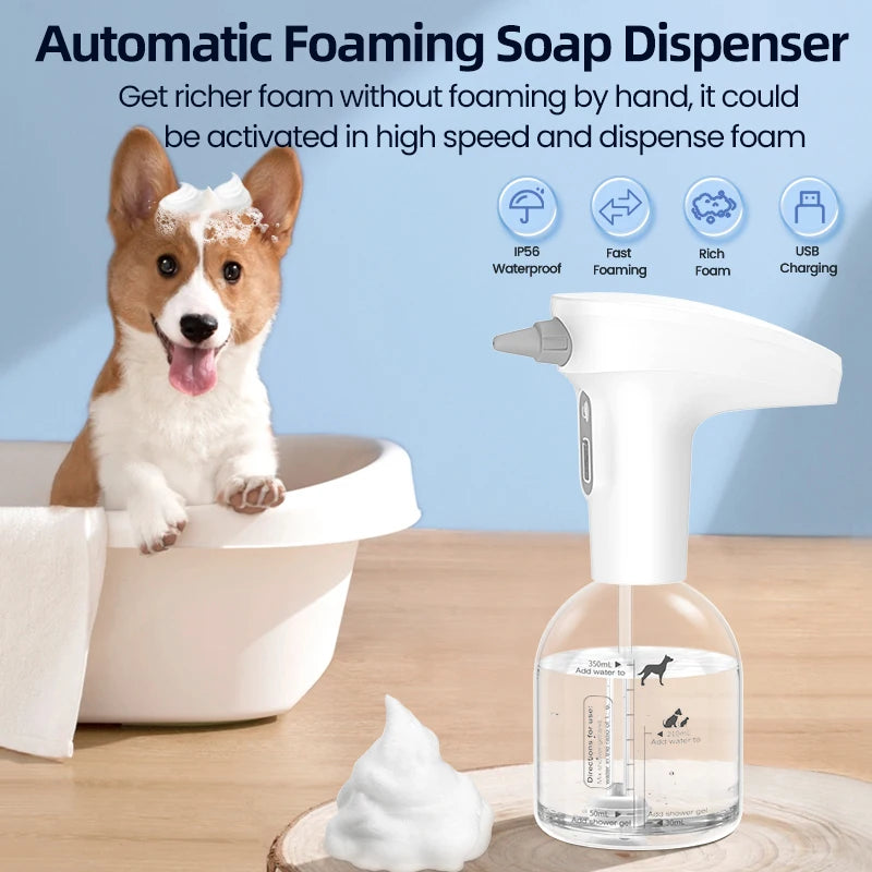 ROJECO Automatic Soap Dispenser For Cat Pet Smart Bathroom Liquid Soap And Shampoo Making Foam Dispender Dog Shower Accessories