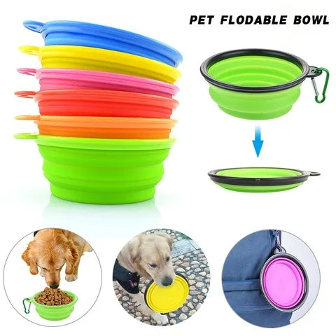 350/1000ml Large Collapsible Dog Pet Folding Silicone Bowl Outdoor Travel Portable Puppy Food Container Feeder Dish Bowl