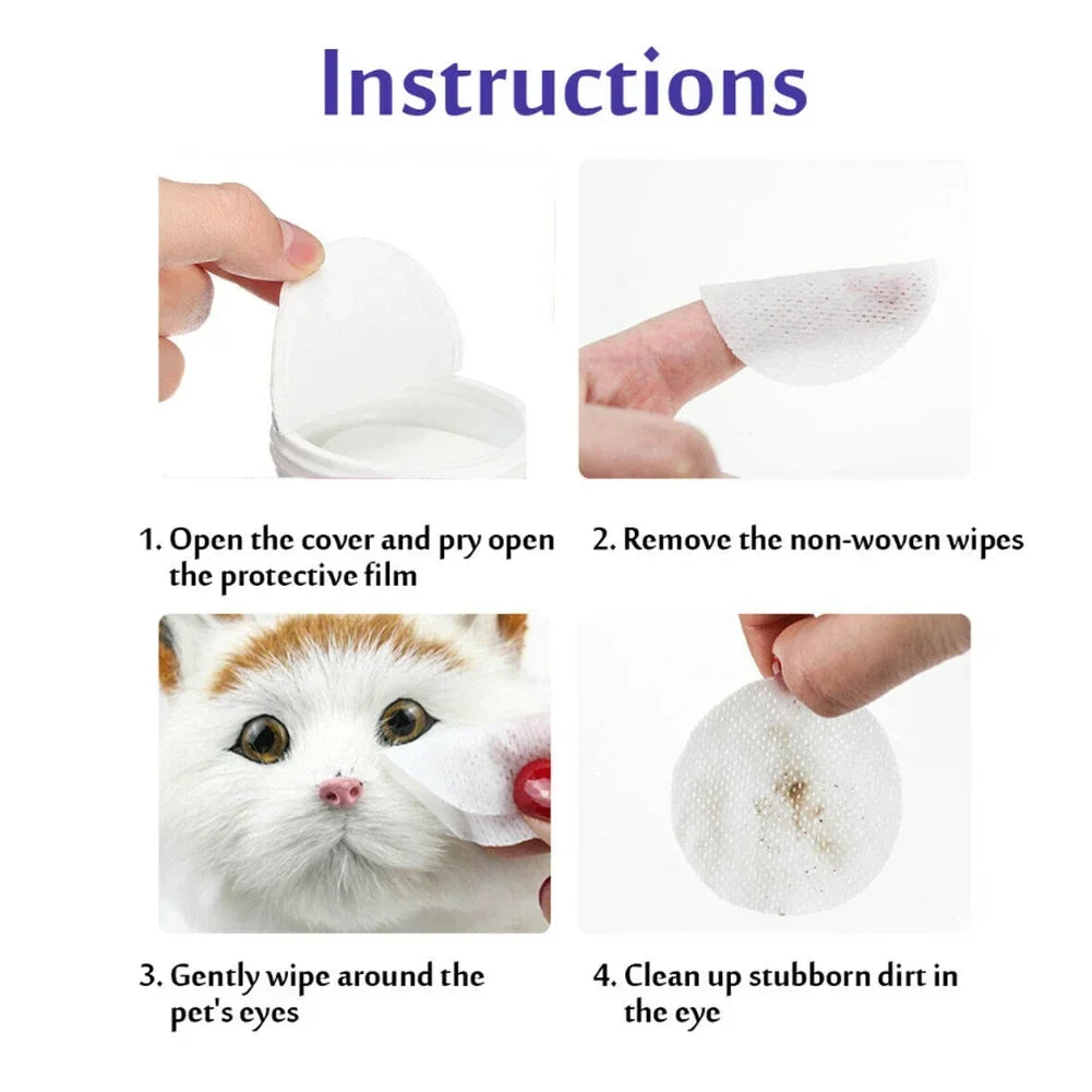 200PCS Pet Wet Wipes Eye Tear Ear Stain Remover Cleaning Portable Wet Towels Dog Cat Pet Cleaning Wipes Grooming Wipes Towel