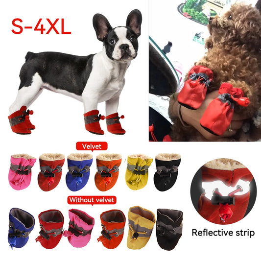 4pcs/set Waterproof Pet Dog Shoes Anti-slip Rain Snow Boot Footwear Thick Warm Cat Dog Puppy Kitten Socks Booties Supply Gift