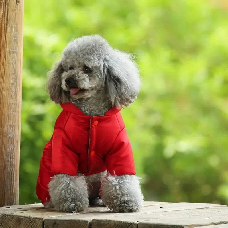 Winter Warm Down Dog Jacket Pet Dogs Costume Puppy Light-weight Four Legs Hoodie Coat Clothes For Teddy Bear Big Combinaison Ski