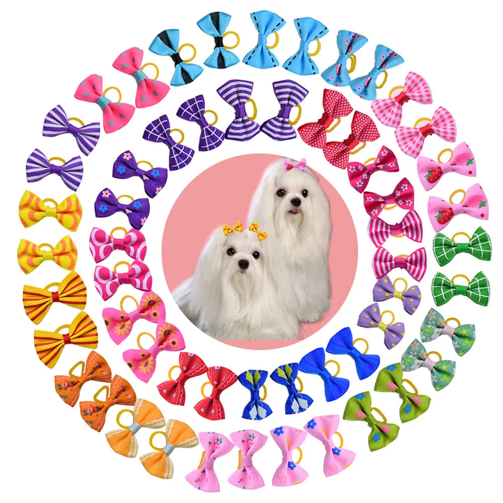 dog grooming bows pet dog cat hair bows rubber bands pet specification