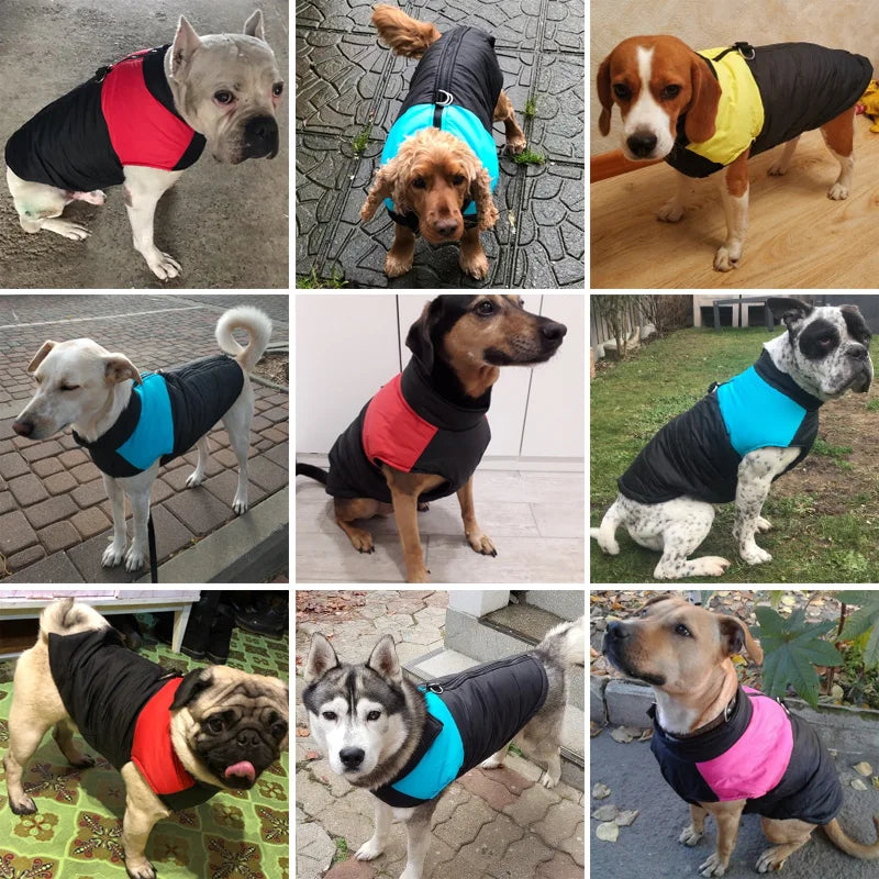 Winter Warm Dog Clothes Waterproof Outfit Vest For Big Small Medium Dogs Pet Puppy Padded Labrador French Bulldog Jacket Coat