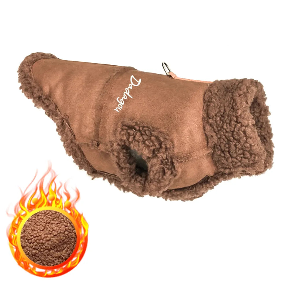 British Style Dog Jacket Lamb Fleece Winter Warm Dog Clothes for Small Dogs Puppy Costume Chihuahua Coat Pet Pug Yorkie Outfits