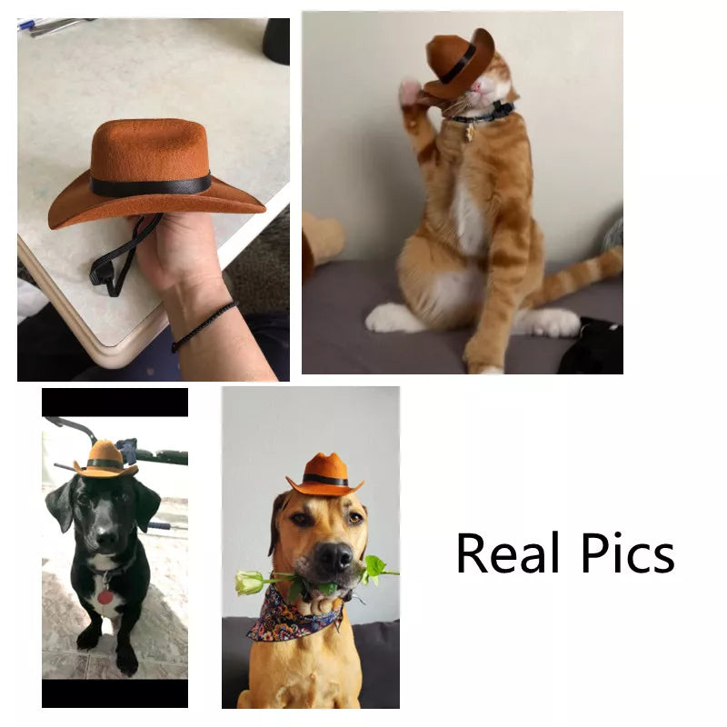 Pet Hat Dog Cat Western Cowboy Hat Halloween Pet Triangle Scarf Universal Funny Retro Photo Prop Dog Accessories Doll Decoration