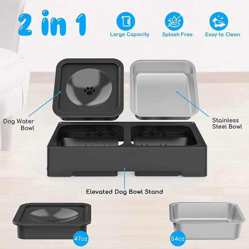 Pets Bowls Dog Double Bowls Stainless Stand Adjustable Height Pet Feeding Dish Bowl Big Dog Elevated Food Water Feeders for Dogs