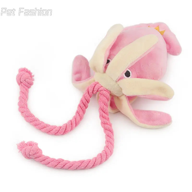 2023 Cute Squid Small Dog Toy Sound BB Plush Pet Puppy Rope Toys Pink Chew Squeak Toys For Cat  dog toys for small dogs  pet