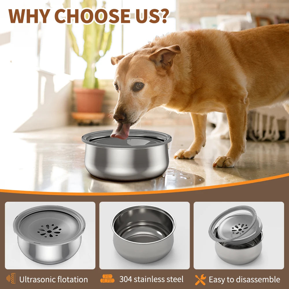 4.3L Pet Floating Bowl Stainless Steel Non-Wetting Mouth Water Dispenser Portable Water Drinker Pet Supplies for Dog Cat