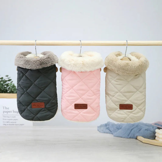 Warm Dog Cat Clothes Winter Fur Collar Small Dogs Puppy Coat Thick Cotton Pet Jacket Outfits Clothes for Small Dog Pug Chihuahua