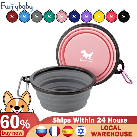 Furrybaby 1000ml Large Collapsible Dog Pet Folding Silicone Bowl Outdoor Travel Portable Puppy Food Container Feeder Dish Bowl