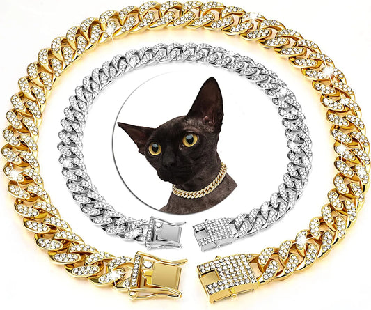 Luxury Pet Rhinestone Necklace Jewelry Puppy Cat Chain Collar Wedding Prom Costume Accessories for Cats Small Medium Large Dogs