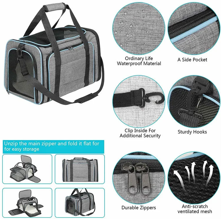 Pet Portable Carriers Bag waterproof Breathable Foldable Bag Cat Dog Carrier Bags Outgoing Outdoor Travel Pets Cats Handbag