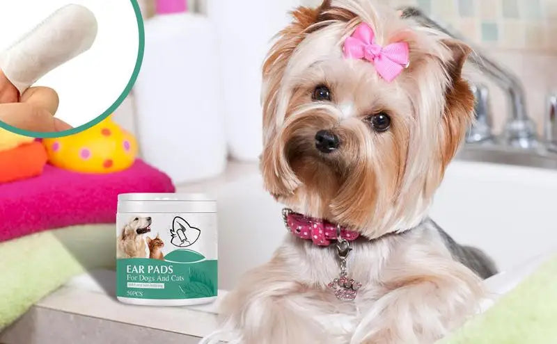 Ear Wipes For Dogs Portable Pet Ear Cleaning Wipes 50pcs Pets Dog Eyes Ears Cleaning Wipes Ear Wax Cleaning Finger Cots for pets