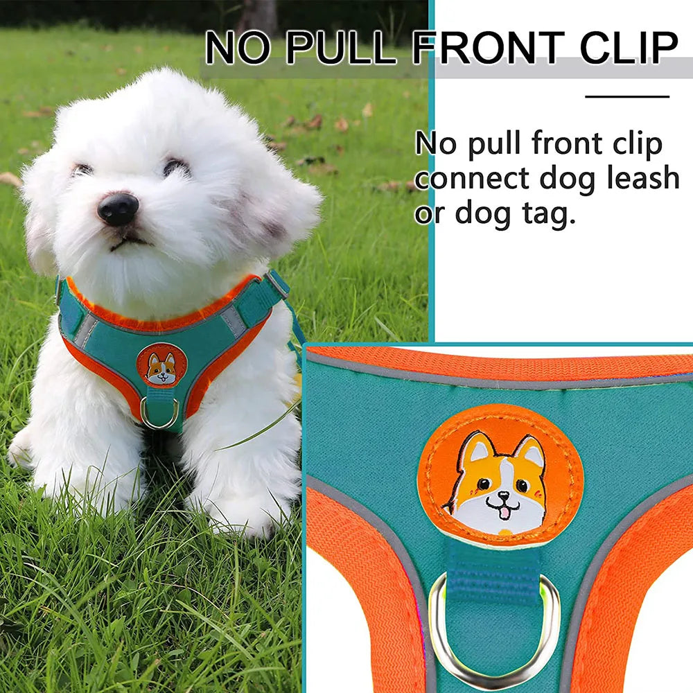 Step-in Dog Harness Small Dog Harness and Leash Set Adjustable Reflective Pet Dog Vest Soft Harness for Puppy Small Medium Breed