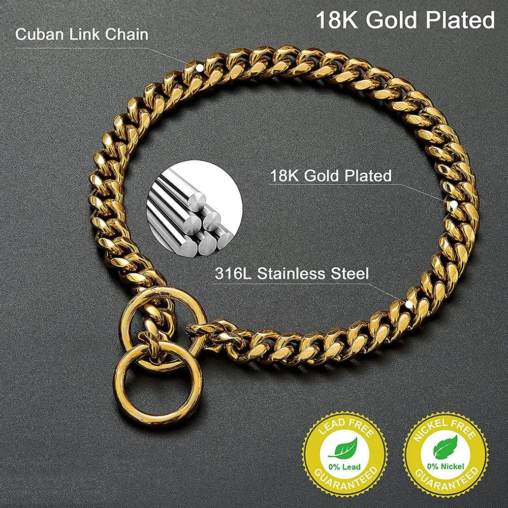 Stainless Chain Collar Large Collar Chain For Metal Dog Dogs Medium Links Link Small Steel Gold Cuban Walking Training