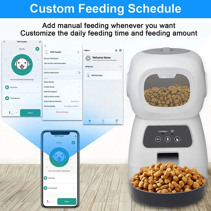 3.5L Automatic Pet Feeder Smart Food Dispenser For Dog Cat Bowl Timer SPECIFICATIONSBrand Name: NoEnName_NullOrigin: Mainland ChinaIs Smart Device: YESMaterial: Stainless SteelMin Output: 50gType: DogsMax Output: 100gLCD Display: NoVolShopDoggieworksShopDoggieworksDog Cat Bowl Timer Robot Pet Feeding Water Dispenser Auto Sensor Cat Fountain