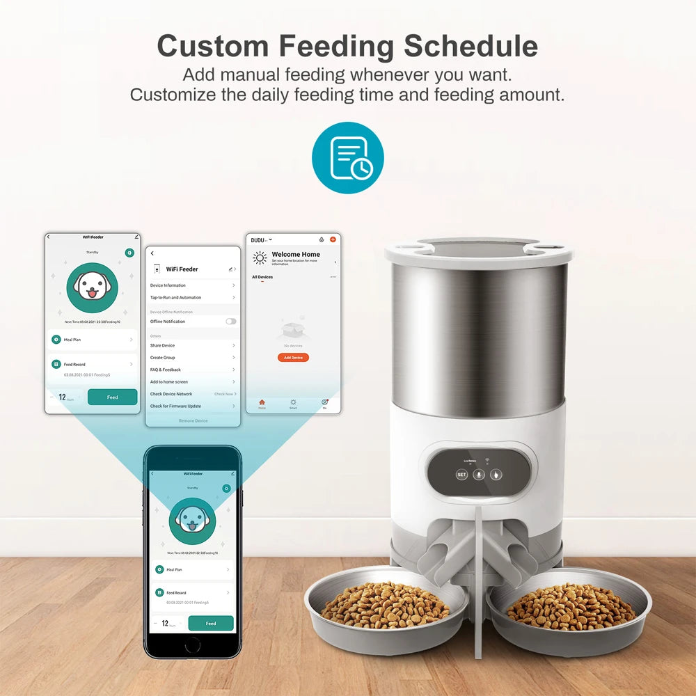 Tuya Smart APP Pet Feeder Cat And Dog Food Automatic Dispenser SuitablSPECIFICATIONSBrand Name: repetsunOrigin: Mainland ChinaIs Smart Device: YESPower Source: BatteryMaterial: Stainless SteelMin Output: 4gType: DogsMax Output: 7gVoltaShopDoggieworksShopDoggieworksTuya Smart APP Pet Feeder Cat