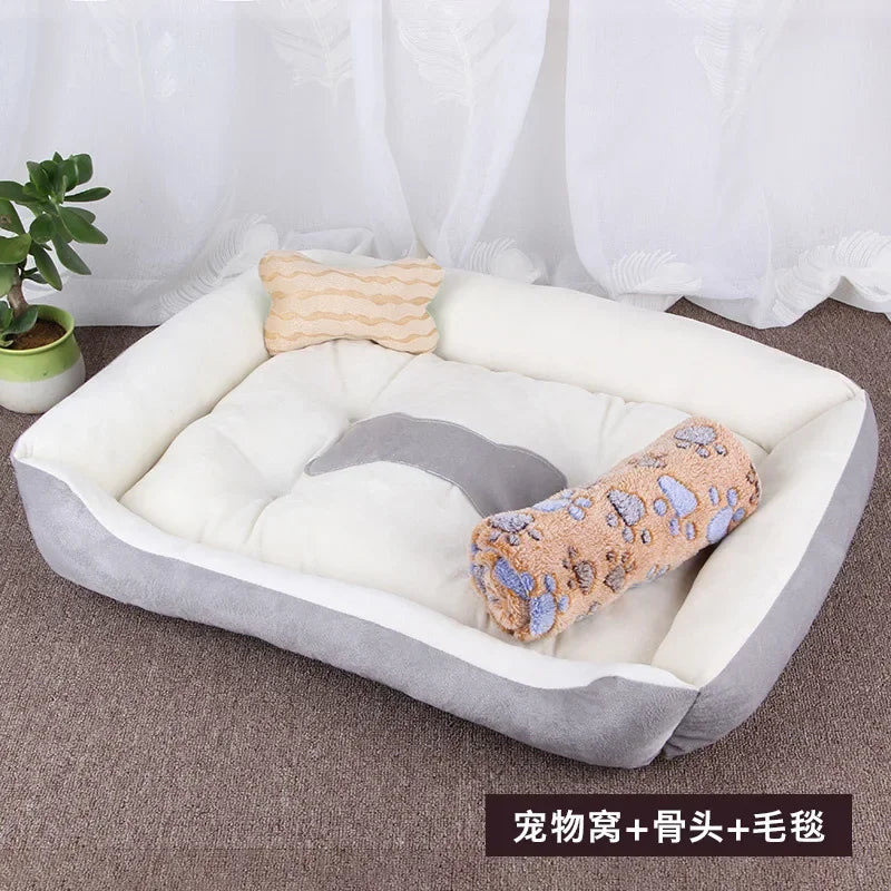 Pet Dog Bed Warm Sofa Dog Mats For Small Medium Large Dog Soft Pet Bed For Dogs Washable House For Cat Puppy Cotton Kennel Mat