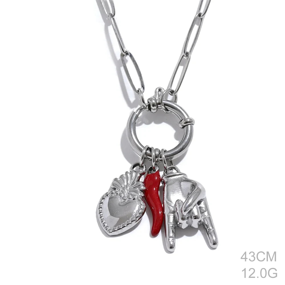 Yhpup Creative 316l Stainless Steel Palm Red Chili Heart Charms PendanSPECIFICATIONSBrand Name: YhpupMetals Type: Stainless SteelMaterial: MetalOrigin: Mainland ChinaCN: GuangdongGender: WomenShape\pattern: GeometricStyle: TRENDYFine oShopDoggieworksShopDoggieworksYhpup Creative 316l Stainless Steel Palm Red Chili Heart Charms Pendant Necklace Personalized Jewelry Attractive Women Accessory