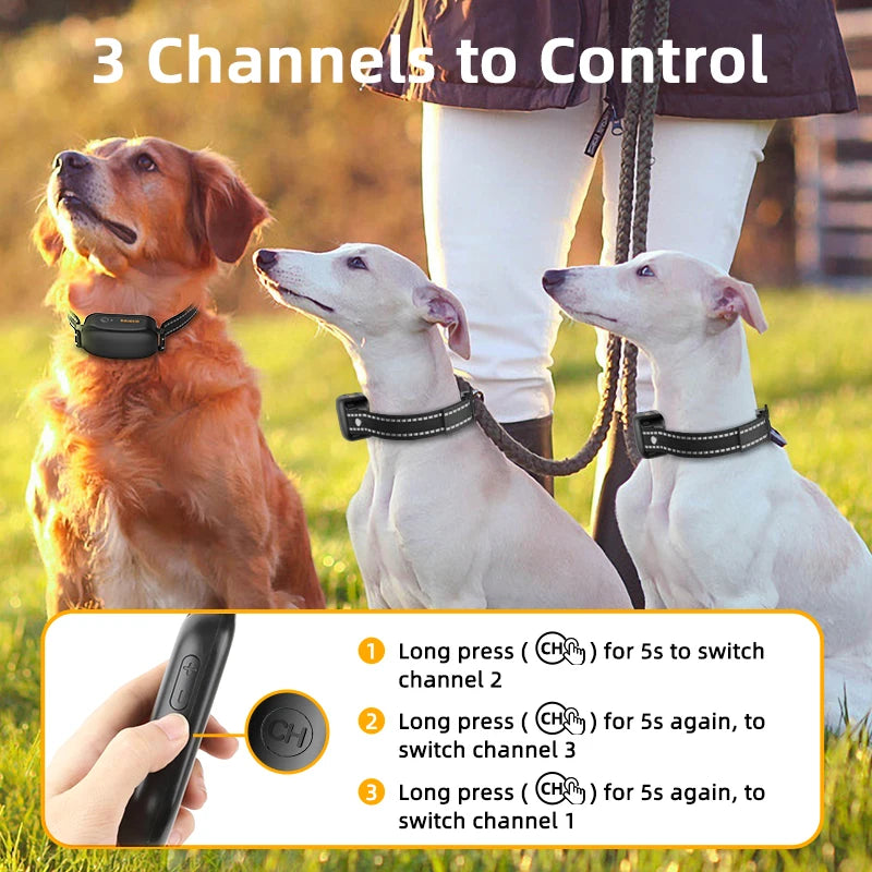 ROJECO Electric Dog Training Collar 3300ft Remote Control IPX7 Waterproof Vibrator Electric Pet Puppy Dog Bark Stop Shock Collar