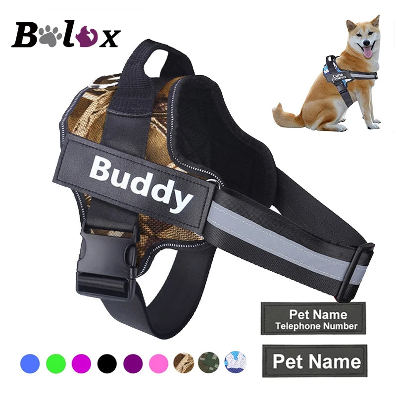 Dog Harness NO PULL Reflective Breathable Adjustable Pet Harness Vest with ID Custom Patch Outdoor Walking Dog Supplies