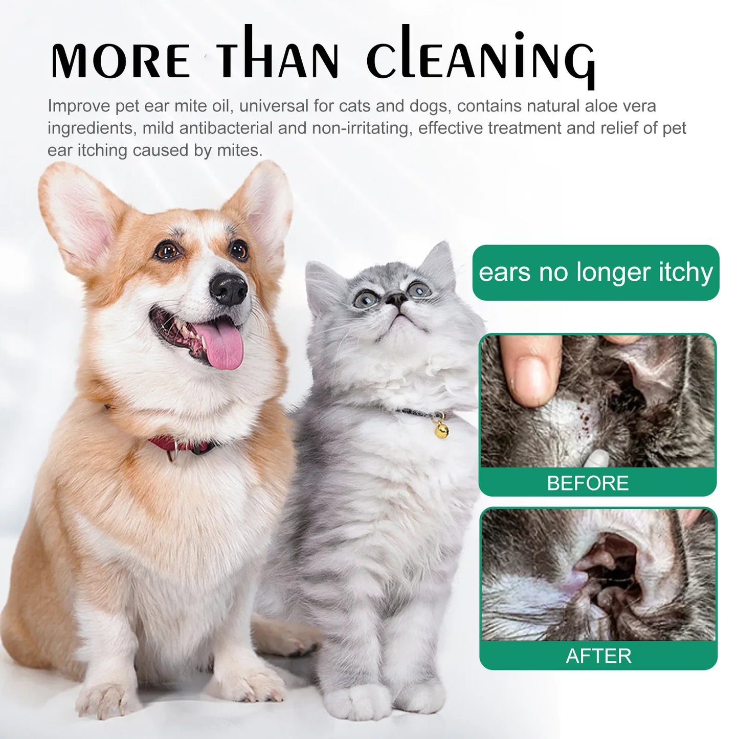 Pet Ear Drops Cat Dog Ear Cleaner Mites Removal Earwax Clean Infection Control Deodorizing Relieve Itching Dog Ear Wash Solution