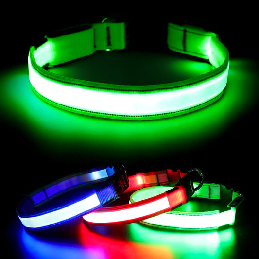 XS/M LED Dog Collar USB Rechargeable Light Up Dog Collar Lights Adjustable Soft Safety Night Light Flashing 3 modes Pet Supplies