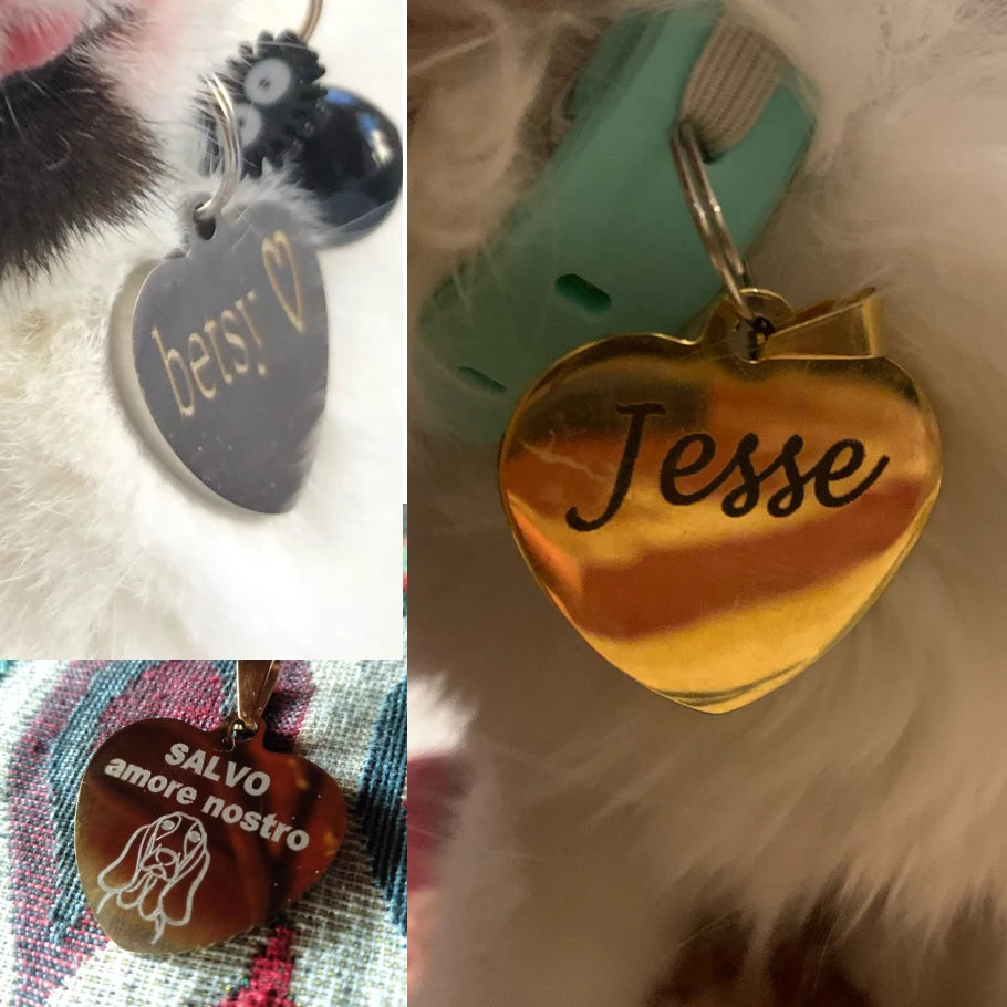 Custom Dog Cat ID Tag Engraved Personalized Pet Collar Charm Name Pendant Bone Keyring Necklace Puppy Accessory Dropshipping