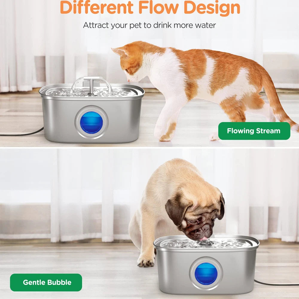 3.2L Cat Drinking Fountain Automatic Stainless Steel Pet Dogs Water Dispenser Ultra-quiet Pump Water Foutain For Multiple Pets