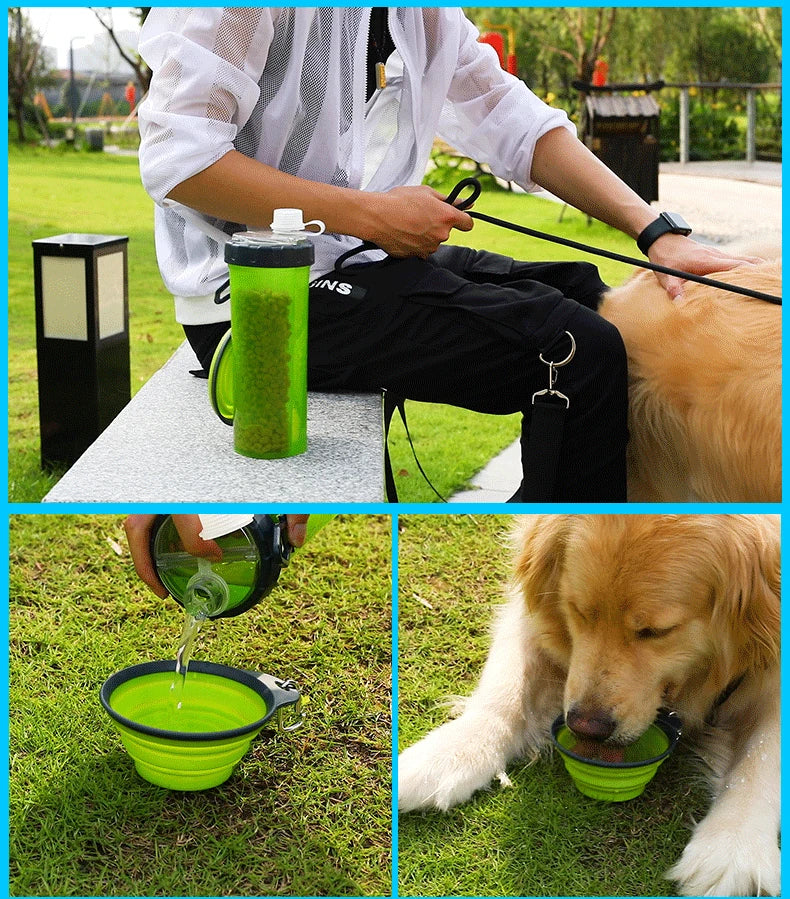 Portable Pet Cup Foldable 2in1 Pet Outdoor Water Food Bowl Pet Water Food Feeder Portable Travel Water Bottle