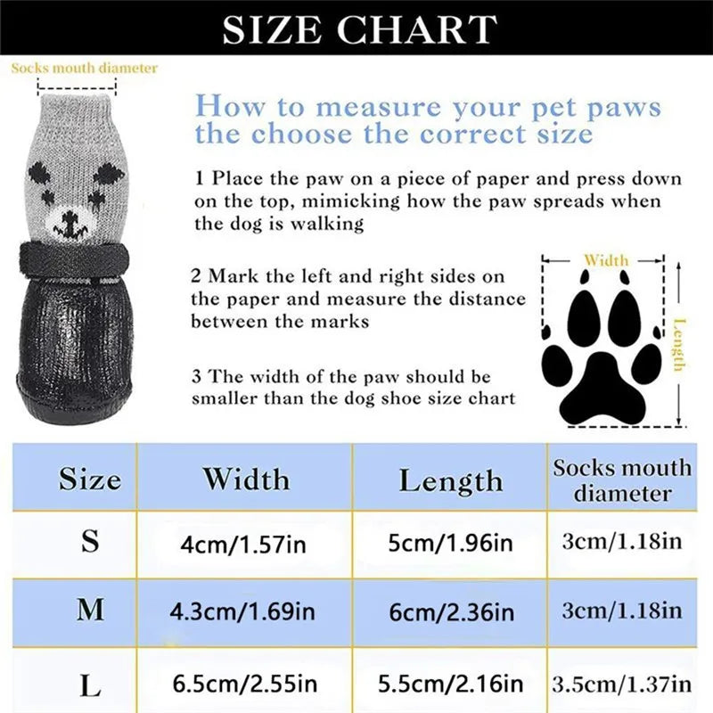 Adjustable Cotton Dog Shoes Non-slip Waterproof Rubber Cats Dogs Socks Sole for Chihuahua Puppy Cat Rain Snow Boots Pet Products