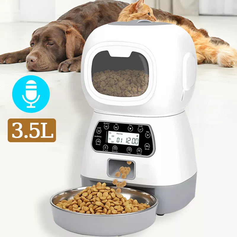 3.5L Automatic Pet Feeder Smart Food Dispenser For Dog Cat Bowl Timer SPECIFICATIONSBrand Name: NoEnName_NullOrigin: Mainland ChinaIs Smart Device: YESMaterial: Stainless SteelMin Output: 50gType: DogsMax Output: 100gLCD Display: NoVolShopDoggieworksShopDoggieworksDog Cat Bowl Timer Robot Pet Feeding Water Dispenser Auto Sensor Cat Fountain