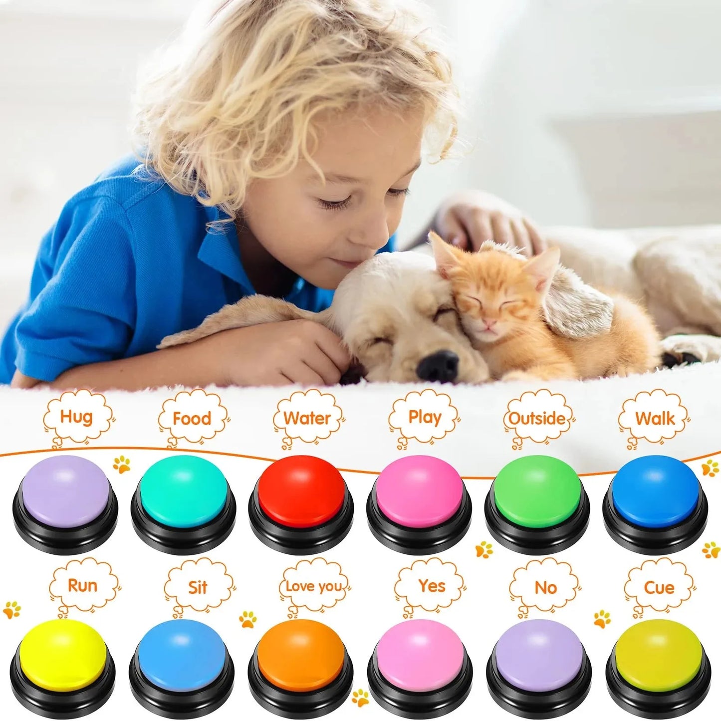 Dog Communication Buttons Voice Recording Button for Pet Training Buzzer 30 Second Record Playback Funny Gift for Talking