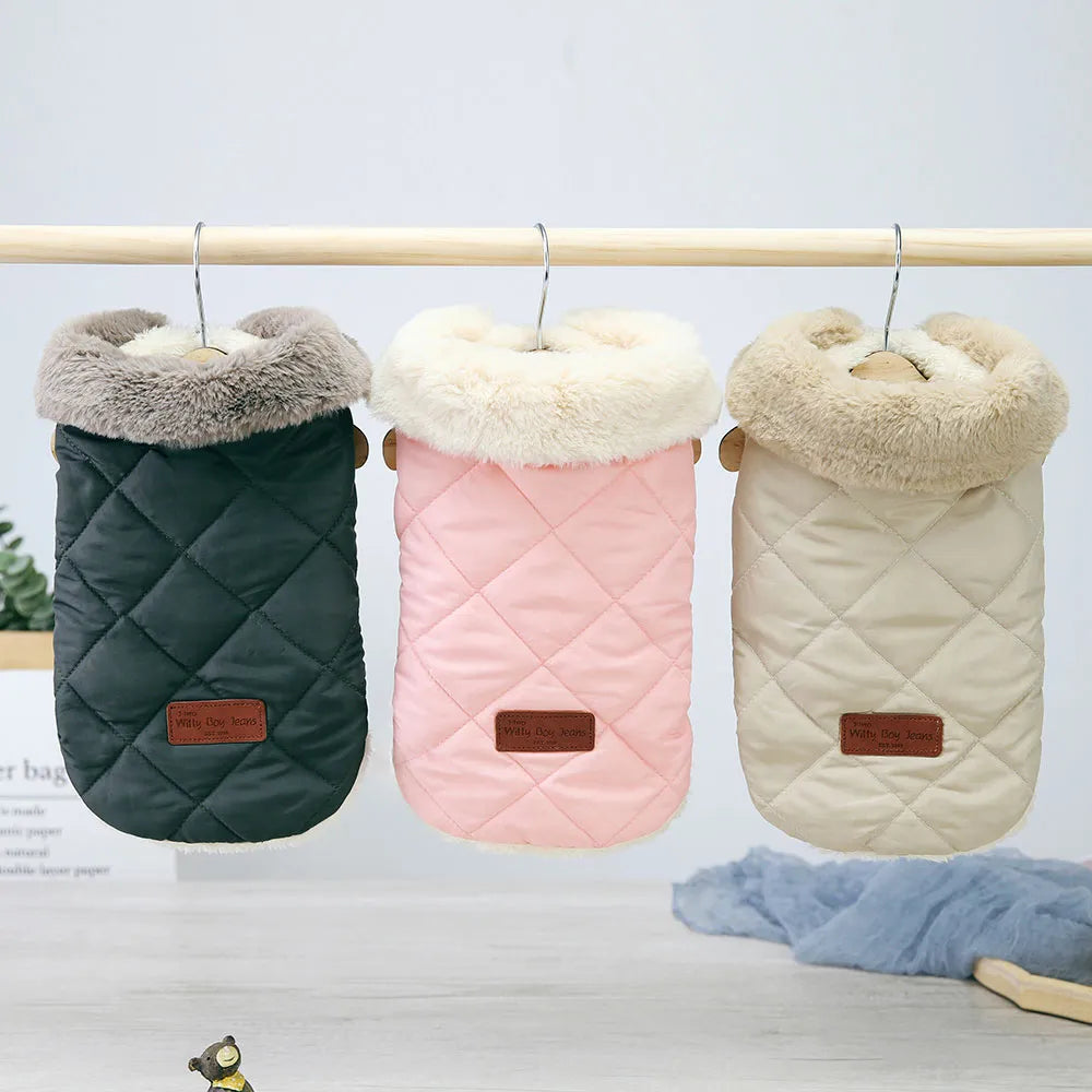 Winter Pet Jacket Clothes Super Warm Small Dogs Clothing With Fur Collar Cotton Pet Outfits French Bulldog Coat Vest Chihuahua