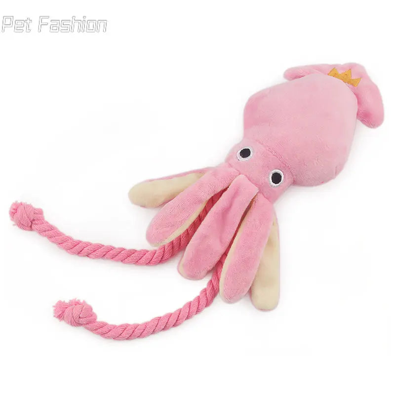 2023 Cute Squid Small Dog Toy Sound BB Plush Pet Puppy Rope Toys Pink Chew Squeak Toys For Cat  dog toys for small dogs  pet