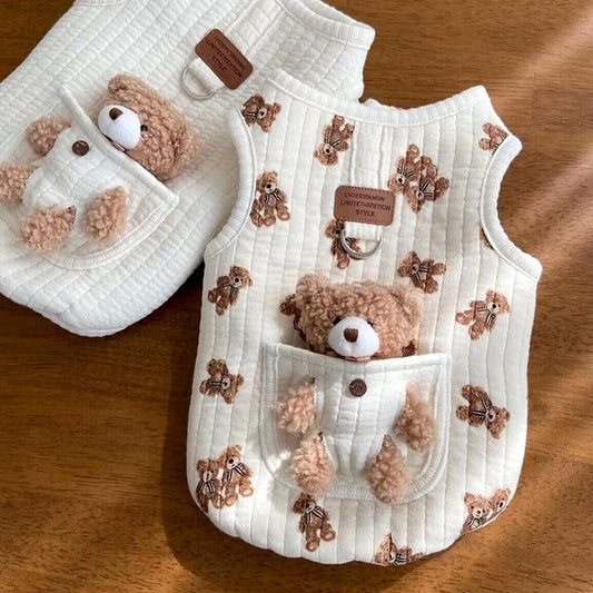 Puppy Clothes Autumn Winter Cat Fashion Desinger Vest Pet Cute Cartoon Soft Shirt Small Dog Harness Chihuahua Poodle Yorkshire