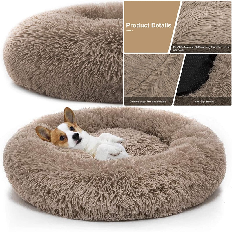 pet dog bed comfortable donut round dog kennel ultra soft washable dog