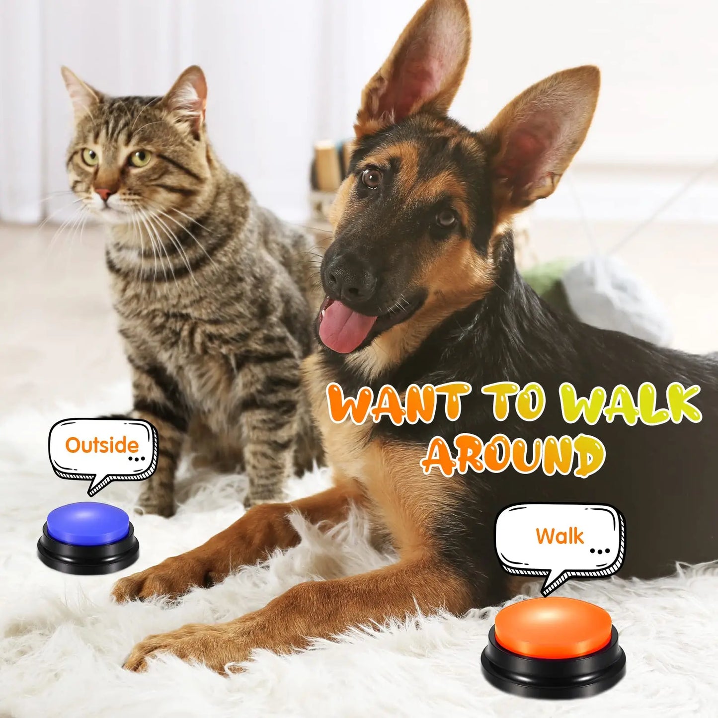 Voice Recording Button Dog Buttons for Communication Pet Training Buzzer 30 Second Record Playback Funny Gift for Study Office