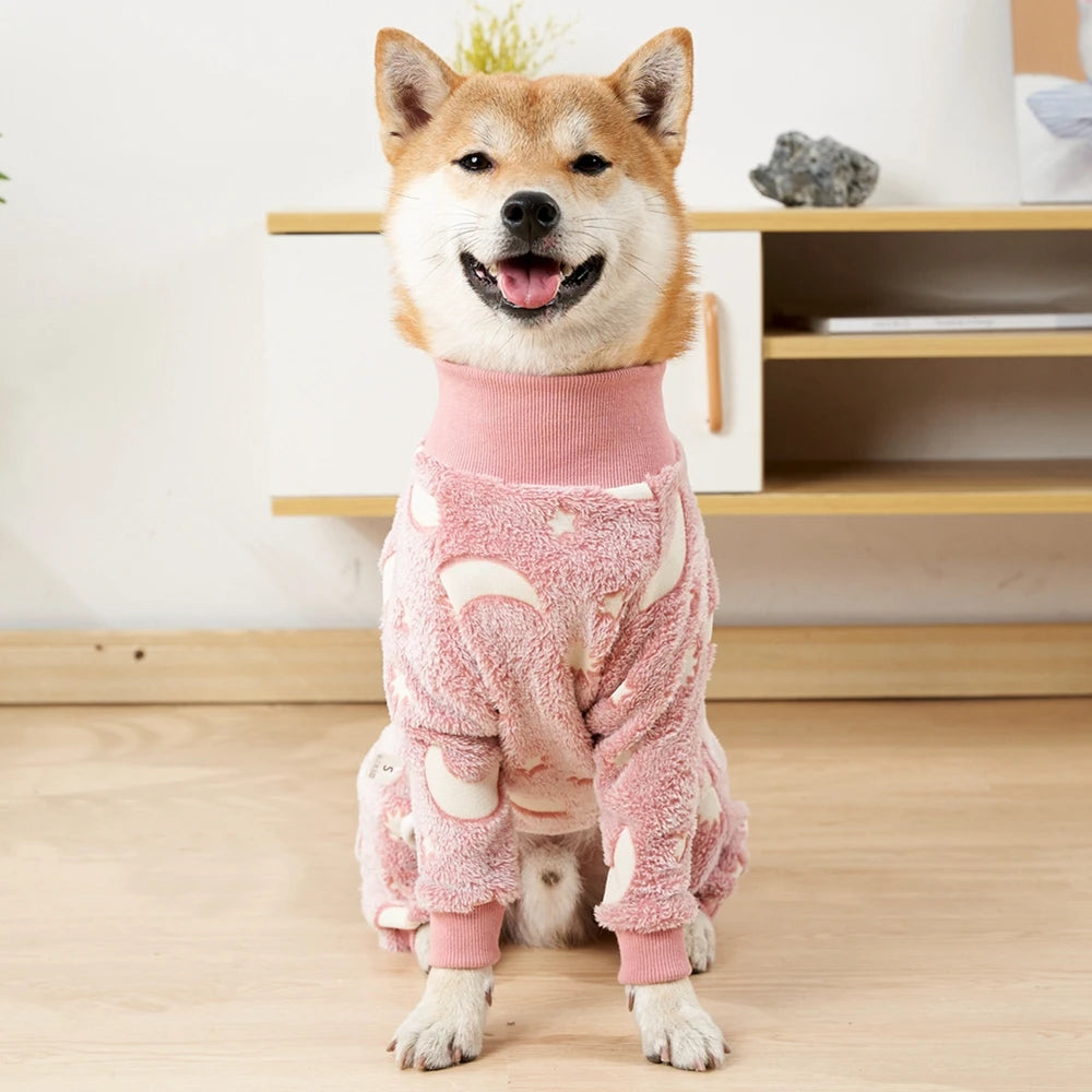 Four Legs Dog Pajamas Puppy Fleece Winter Warm Dog Jumpsuit Cute Pet Clothes Onesies For Medium Large Dogs Labrador Coat