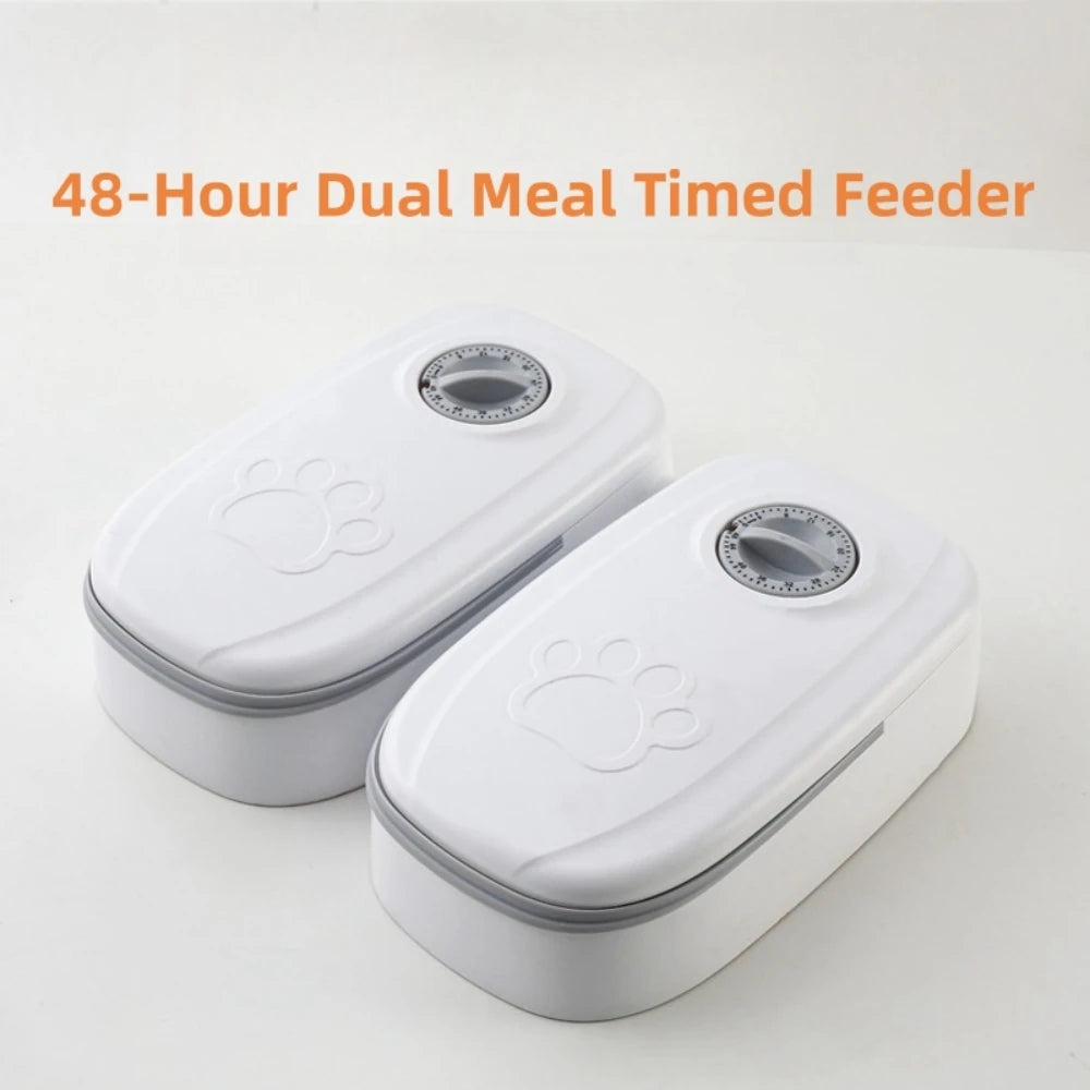 Pet Automatic Feeder Timed Quantification Separate Bowls for Dry Wet Feeding Easy to Clean Short-distance Travel Home Use