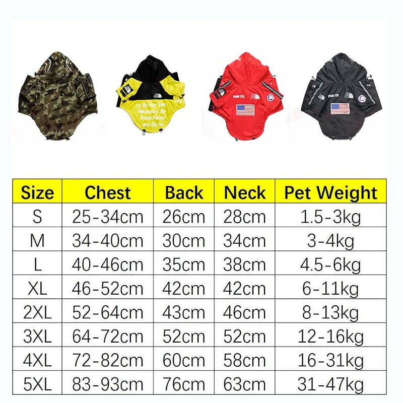 Luxury The Dog Face Pet Rain Coat Jacket Hoodies Weatherproof Large Dog Raincoat Sweatshirt For Dogs Apparel Clothes Costumes