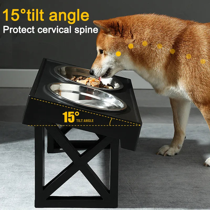 Dog Double Bowls Stand Adjustable Height Pet Feeding Bowl With Slow Food Bowl Elevated Food Water Feeders Lift Table for Dog Cat