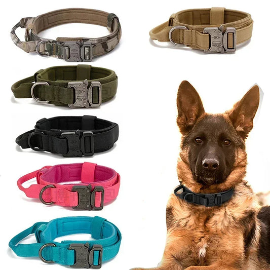 Durable Tactical Dog Collar Leash Set Adjustable Military Pet Collar Leash Medium Large Dog German Shepherd Training Accessories