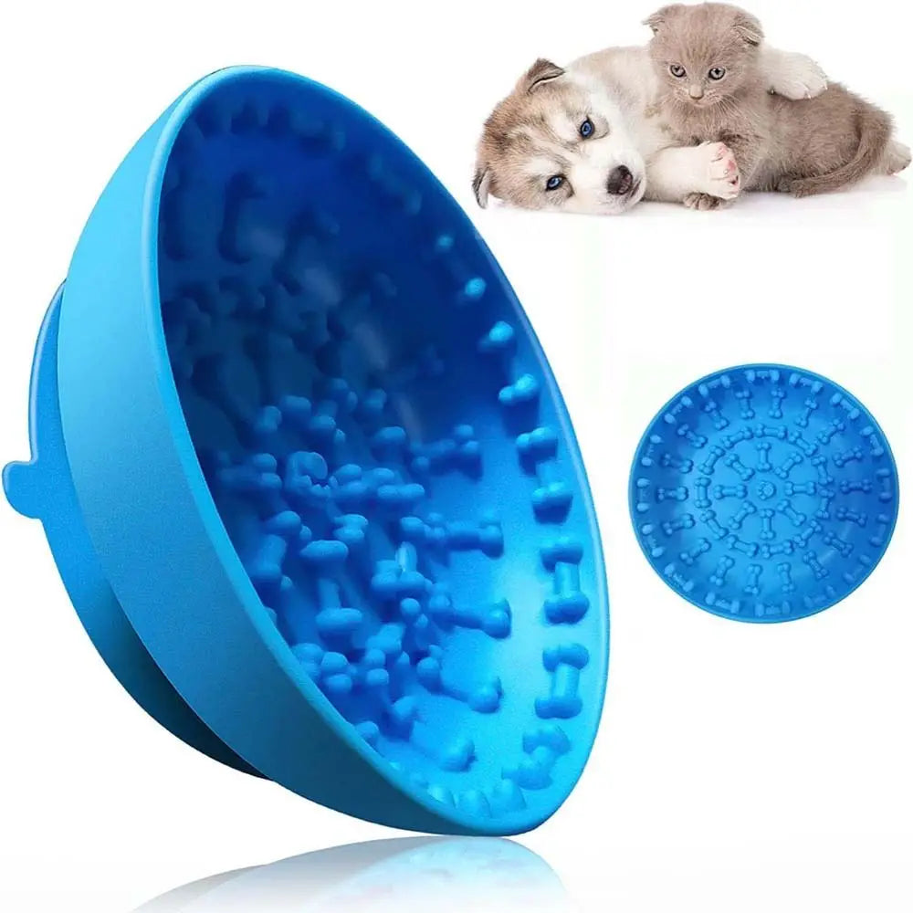 Pet Feeding Plate Silicone Mat Dog Cat Slow Food Lick Mat with Suction Cup Animals Feeder Bowl