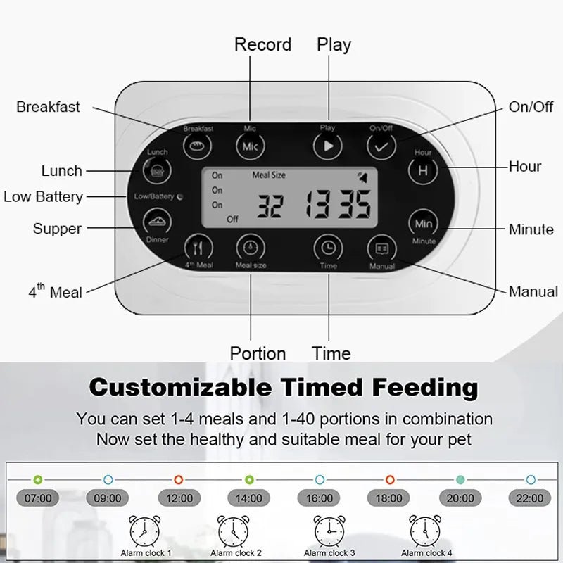 Cat Timing Feeder Smart APP Cat Feeder With Double Meal Pet Dog Food Automatic Dispenser Suitable Small Cats Dogs Remote Feeding