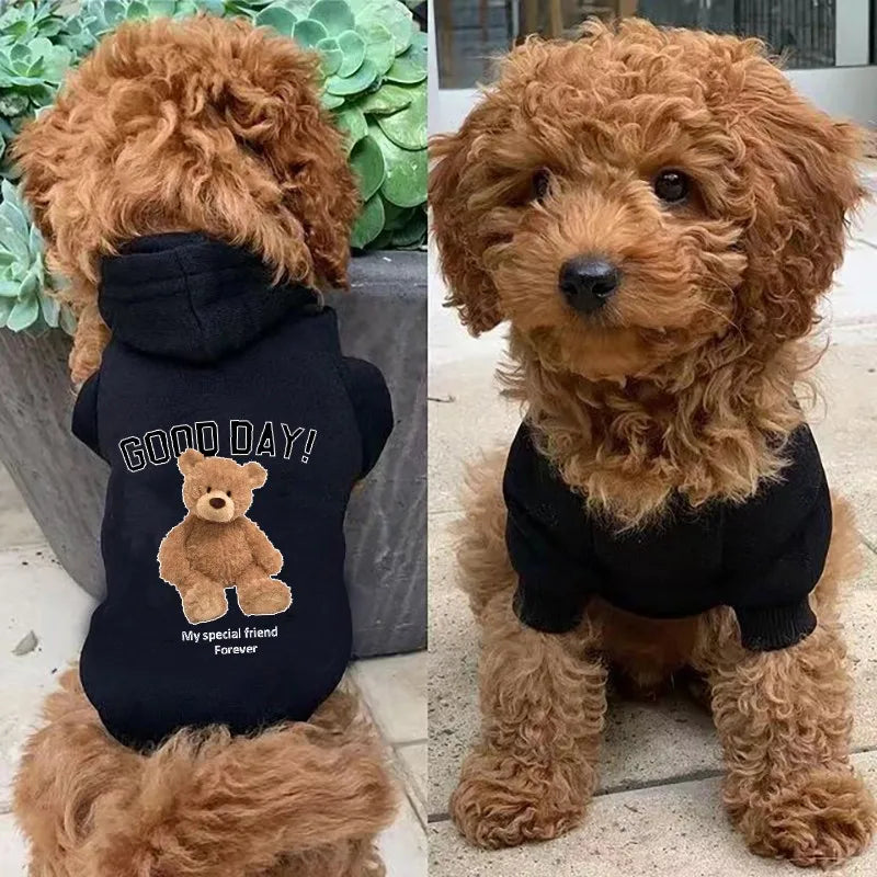 Winter Fleece Warm Pet Dog Clothes Cute Cartoon Bear Dog Hoodie For Small Dogs Pullovers Puppy Costumes Chihuahua Hug Ropa Perro