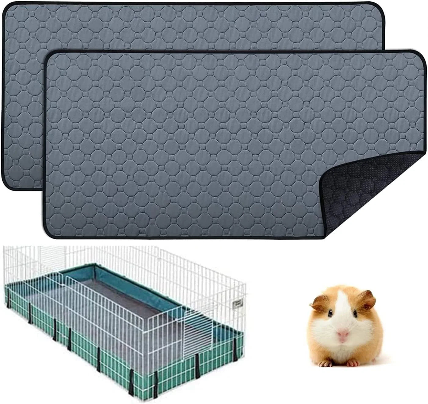 Pet Dog Guinea Pig Cage Liners  Washable Guinea Pig Pee Pads Waterproof Reusable & Anti Slip Guinea Pig Bedding Fast and Super