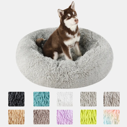 Dog Bed Donut Big Large Round Basket Plush Beds for Dogs Medium Accessories Fluffy Kennel Small Puppy Washable Pets Cat Products