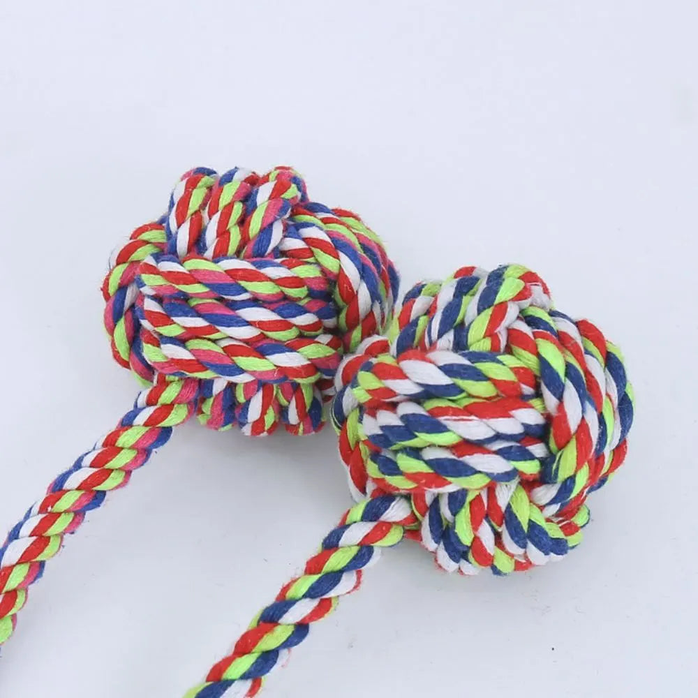 1pc Pet Durable Toy Knot Rope Chew Toy for Dogs & Cats Interactive Teeth Cleanning Dog Supplies Random Color